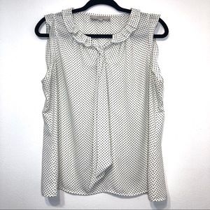 LOFT Polkadot Sleeveless Blouse with Front Tie